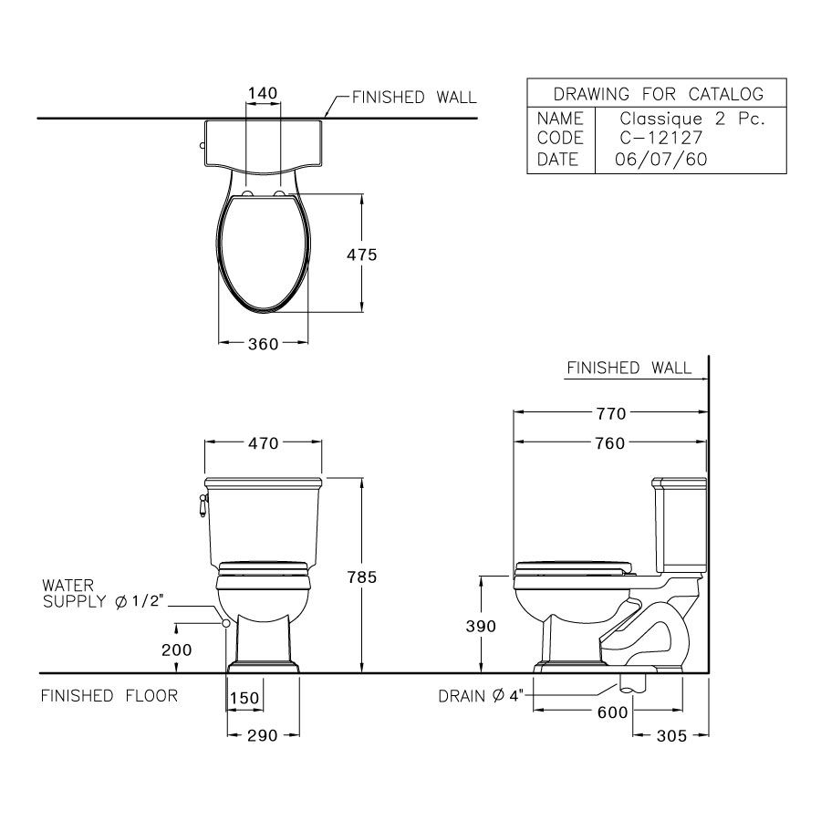 Bồn cầu 2 khối COTTO C12127 nắp đóng êm Classique - 2