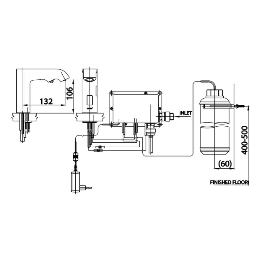 Vòi chậu lavabo COTTO CT548AC cảm ứng nước lạnh dùng điện - 2