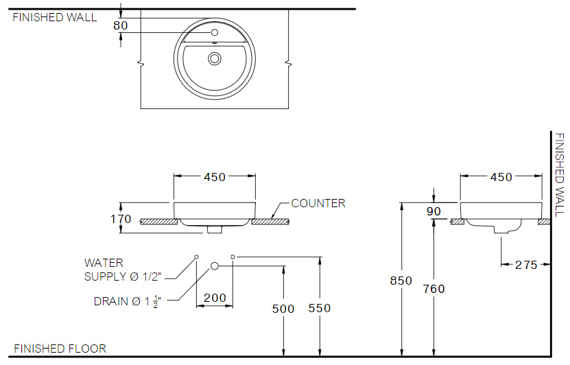 Chậu rửa lavabo đặt bàn COTTO C003807FR