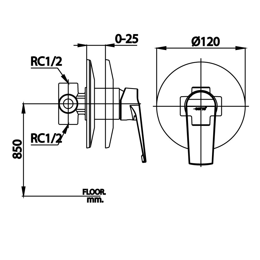 Van điều chỉnh âm tường COTTO CT1217A lạnh 1 đường nước Nique