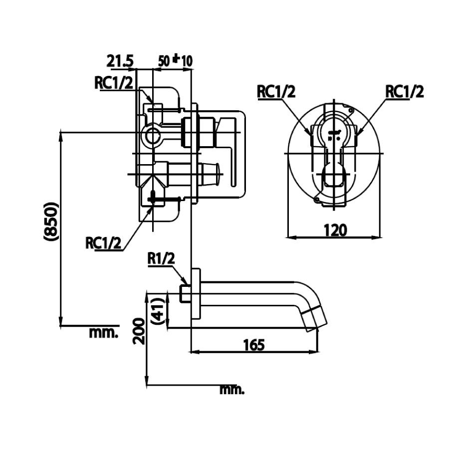 Van điều chỉnh âm tường nóng lạnh kèm van dừng 2 đường nước Alto COTTO CT2152A