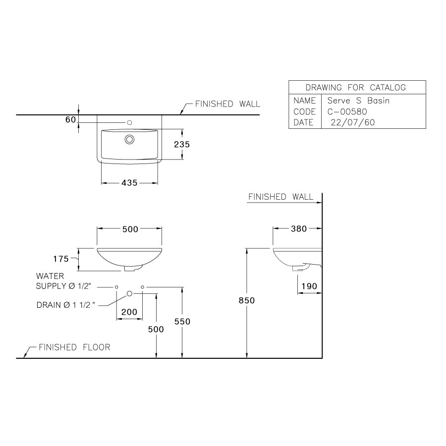 Chậu lavabo treo tường COTTO C00580 Serve S - 8