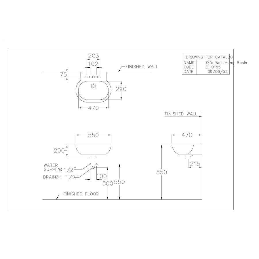 Chậu lavabo treo tường COTTO C01557 Olix