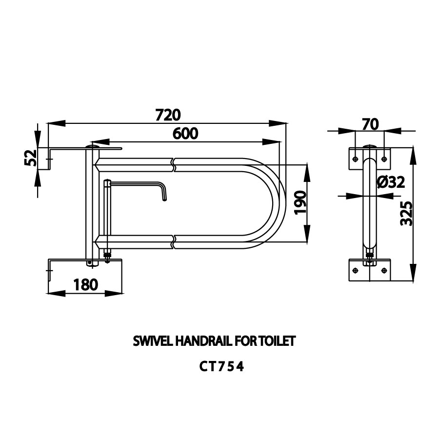 Thanh tay vịn COTTO CT754 Handrail (có thể gấp gọn)