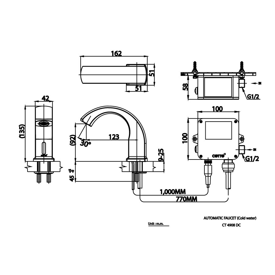Vòi chậu lavabo COTTO CT4908AC / CT4908DC cảm ứng nước lạnh - 3