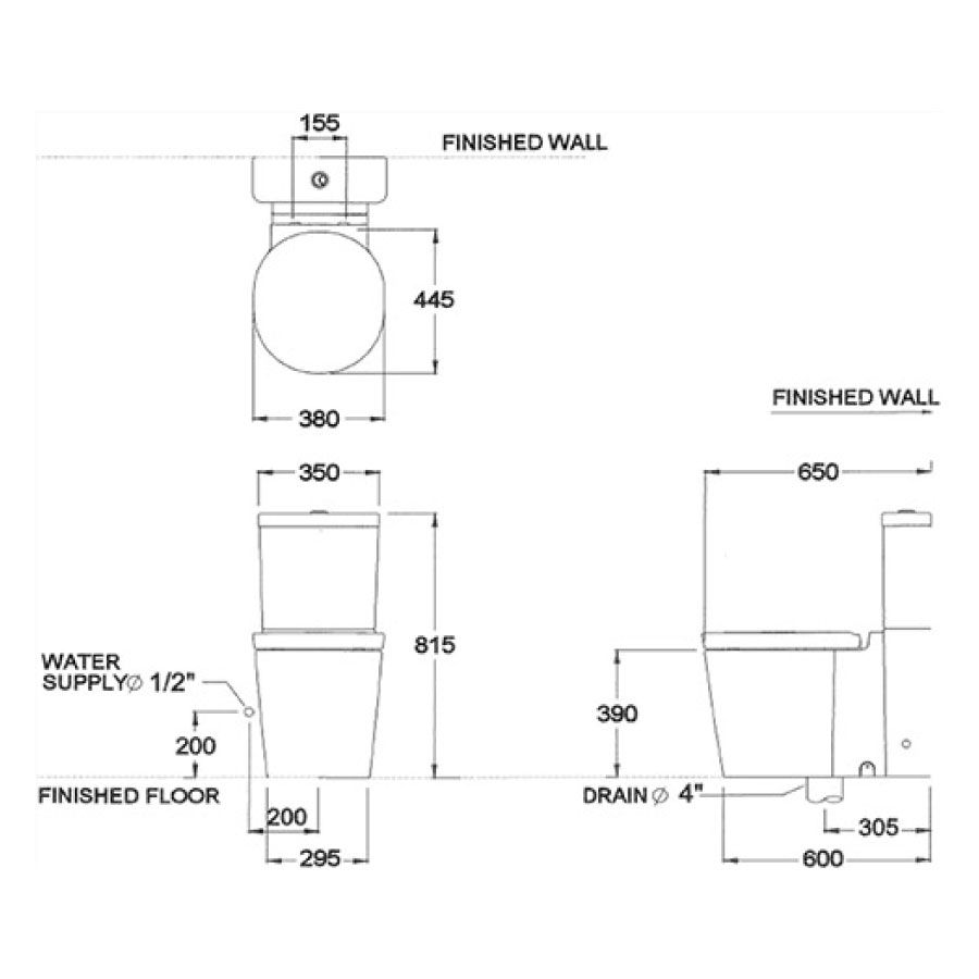 Bồn cầu 2 khối COTTO C17177 nắp đóng êm Olix - 2