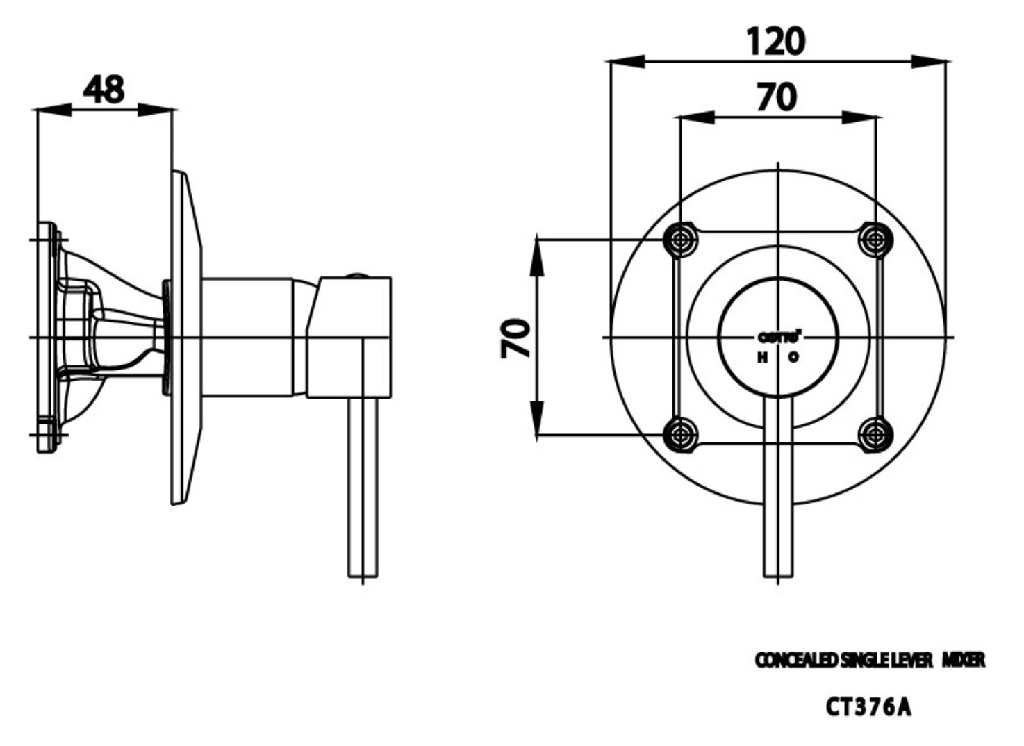 Van điều chỉnh âm tường COTTO CT376A nóng lạnh 1 đường nước Anthony - 3