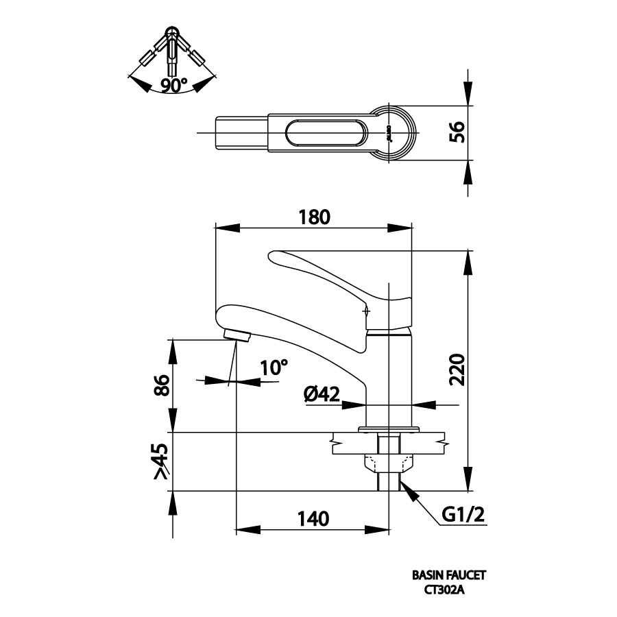 Vòi chậu lavabo COTTO CT302A lạnh Enna