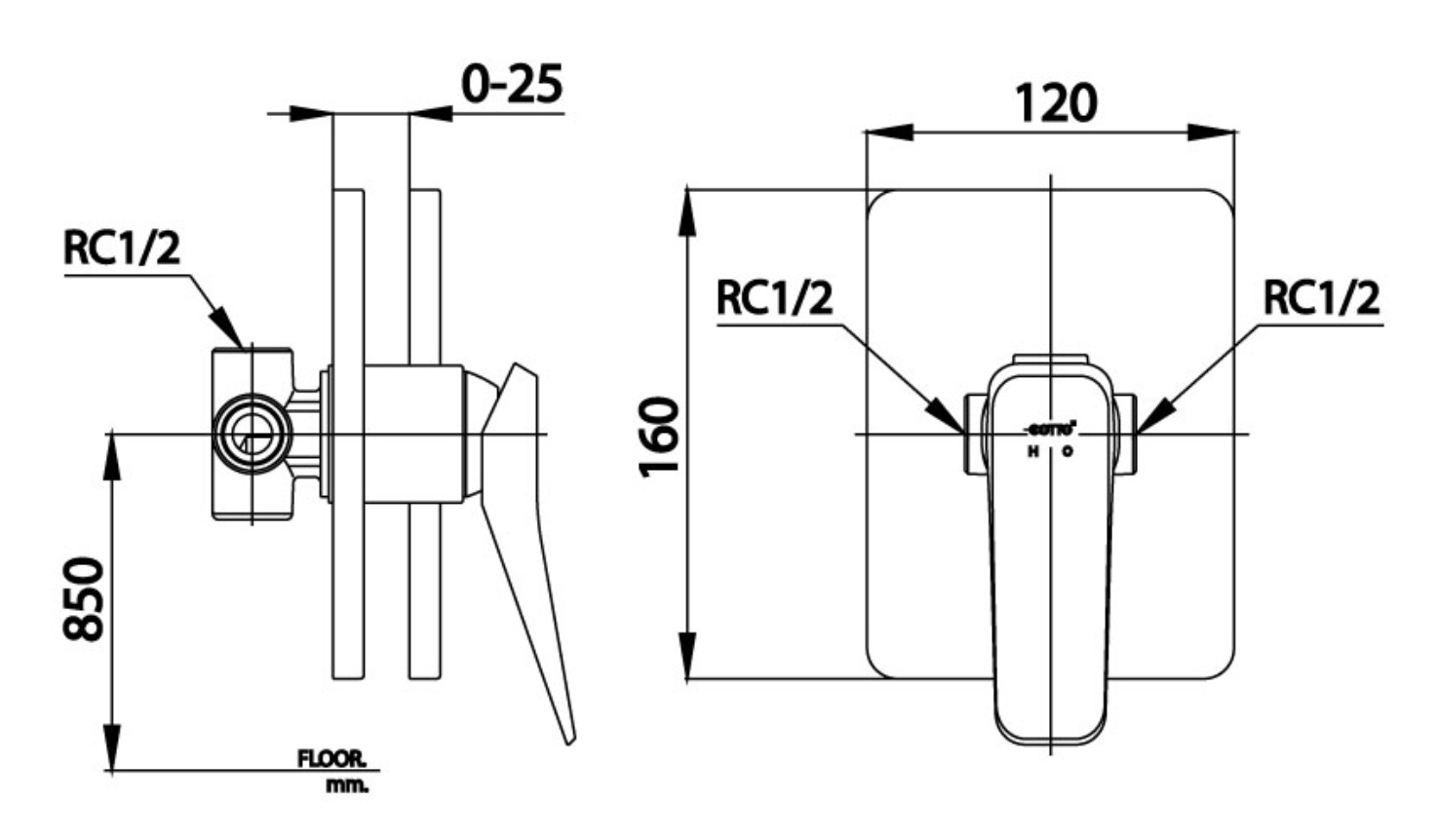 Van điều chỉnh âm tường nóng lạnh COTTO CT2303A