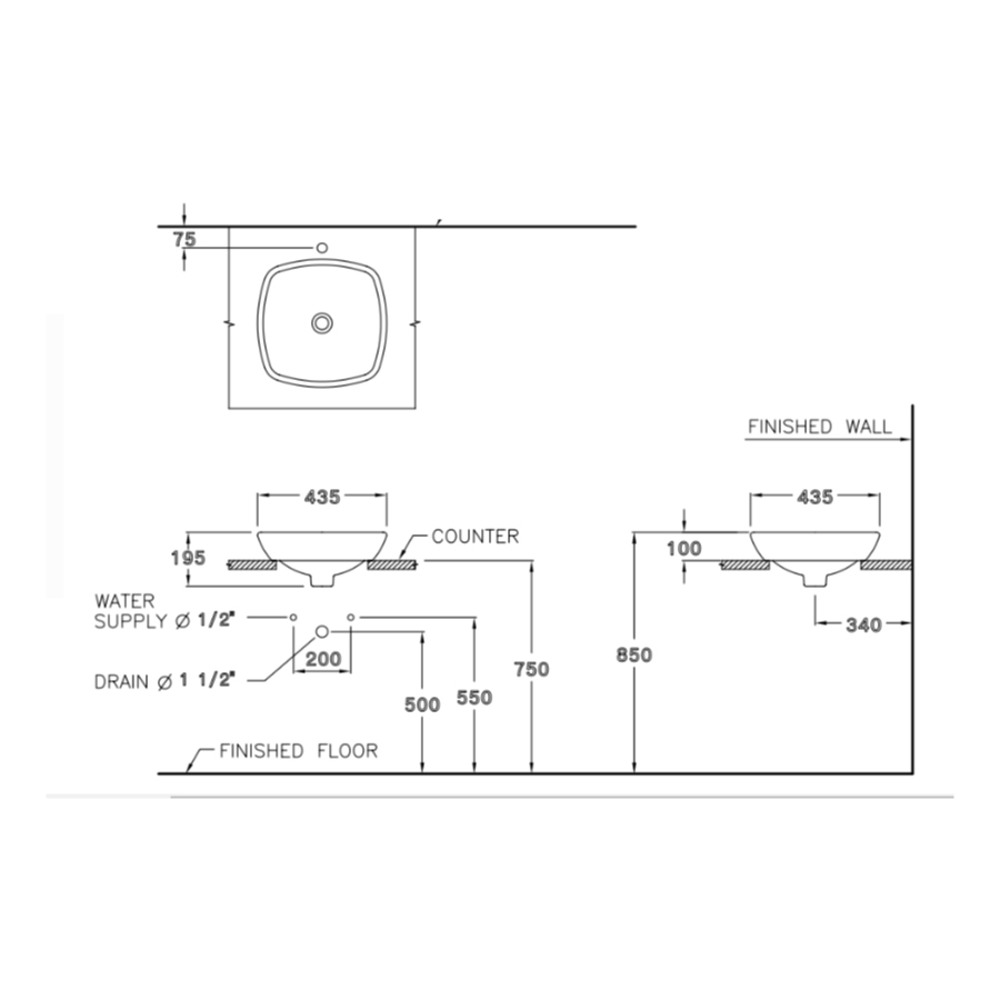 Chậu rửa lavabo đặt bàn COTTO C0003 Tess - 2