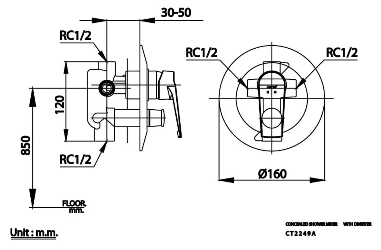 Van điều chỉnh âm tường COTTO CT2249AV nóng lạnh kèm van dừng 2 đường nước Nique - 3