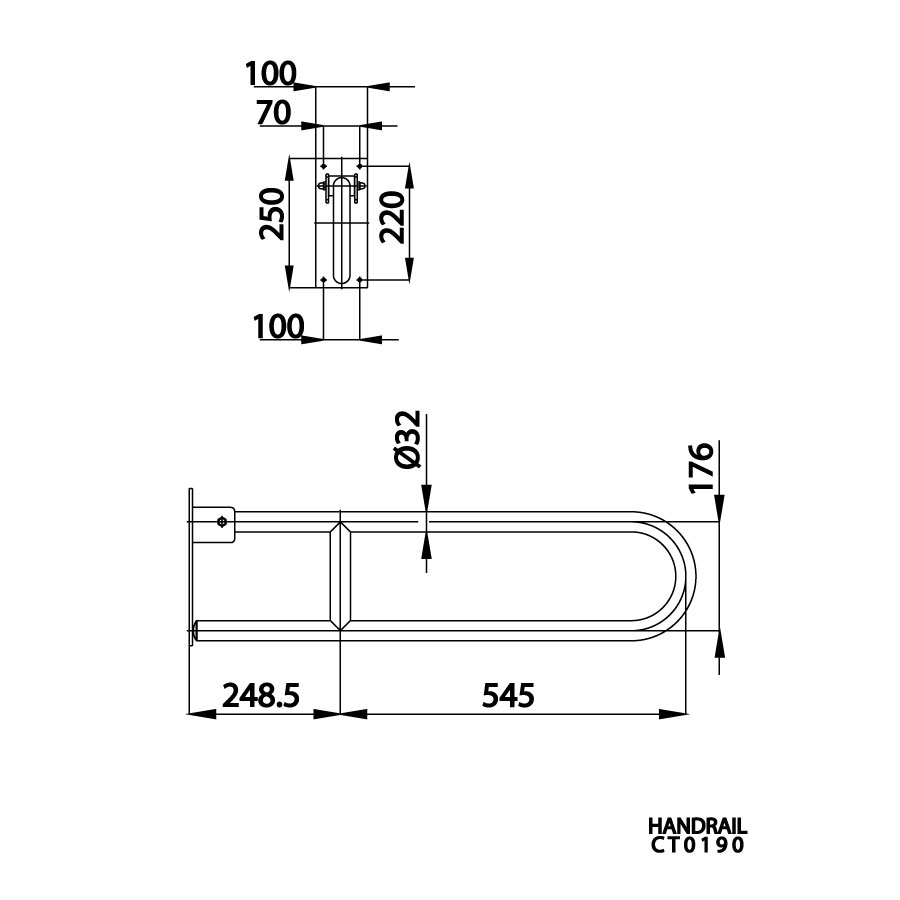Thanh tay vịn COTTO CT0190 Handrail (có thể gấp gọn)