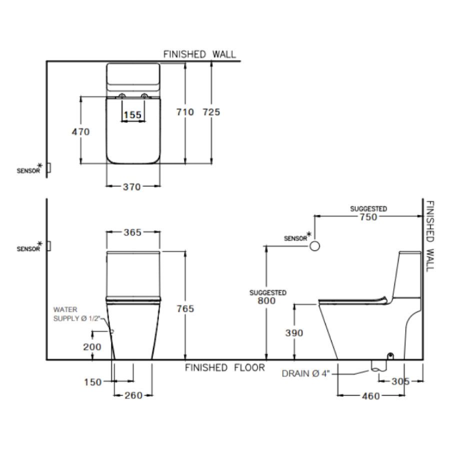 Bồn cầu 2 khối COTTO C124237 xả không chạm Simply Modish - 2