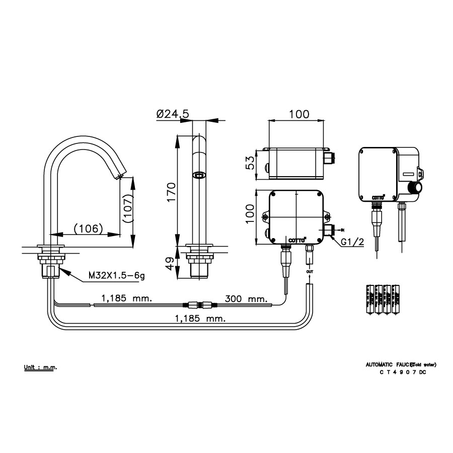 Vòi chậu lavabo COTTO CT4907DC cảm ứng lạnh (dùng pin) - 2