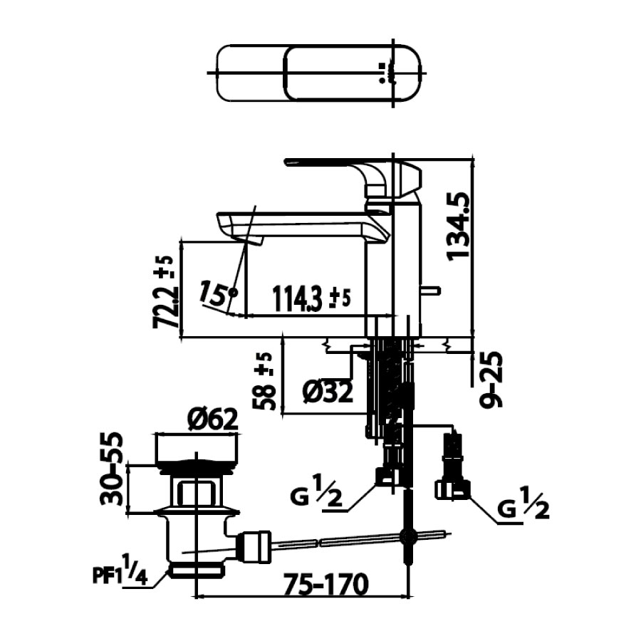 Vòi lavabo nóng lạnh COTTO CT2123A