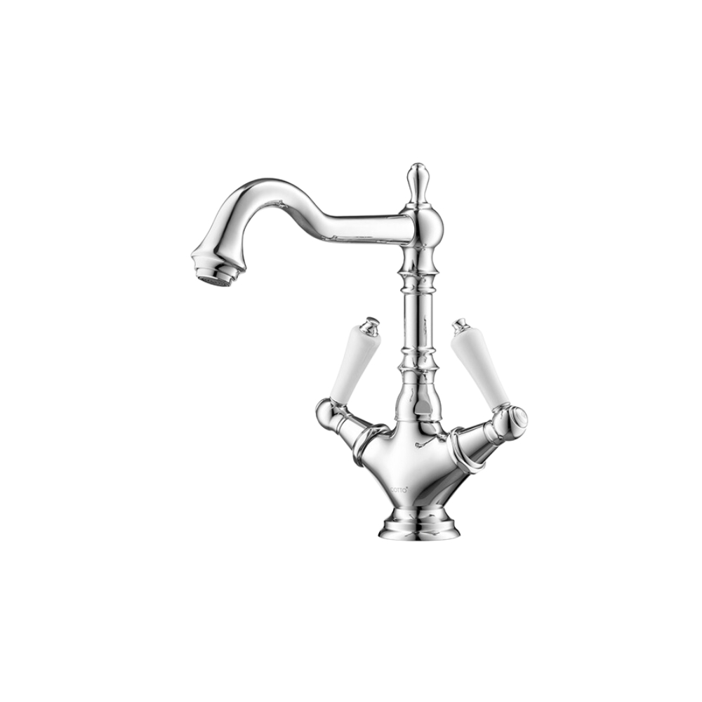 Vòi chậu lavabo COTTO CT2223C42 / CT2223C42#GR nóng lạnh thân cao Glamis - 4