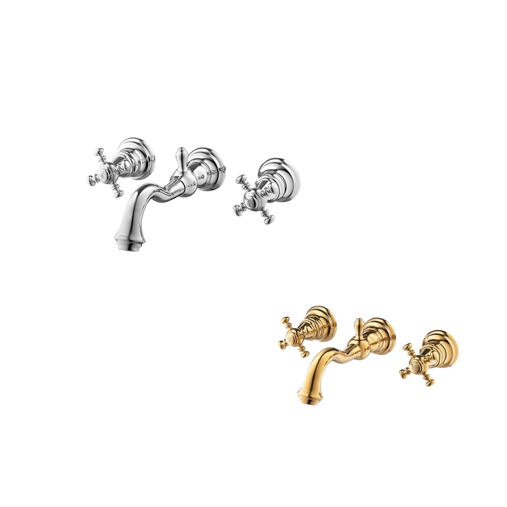 Vòi chậu lavabo COTTO CT2222C18 / CT2222C18#GR nóng lạnh gắn tường Glamis - 2