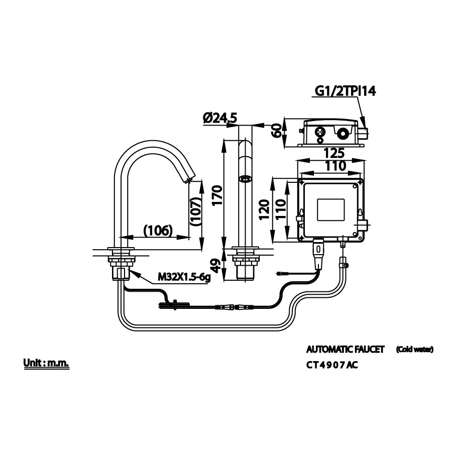Vòi chậu lavabo COTTO CT4907AC cảm ứng lạnh (dùng điện)
