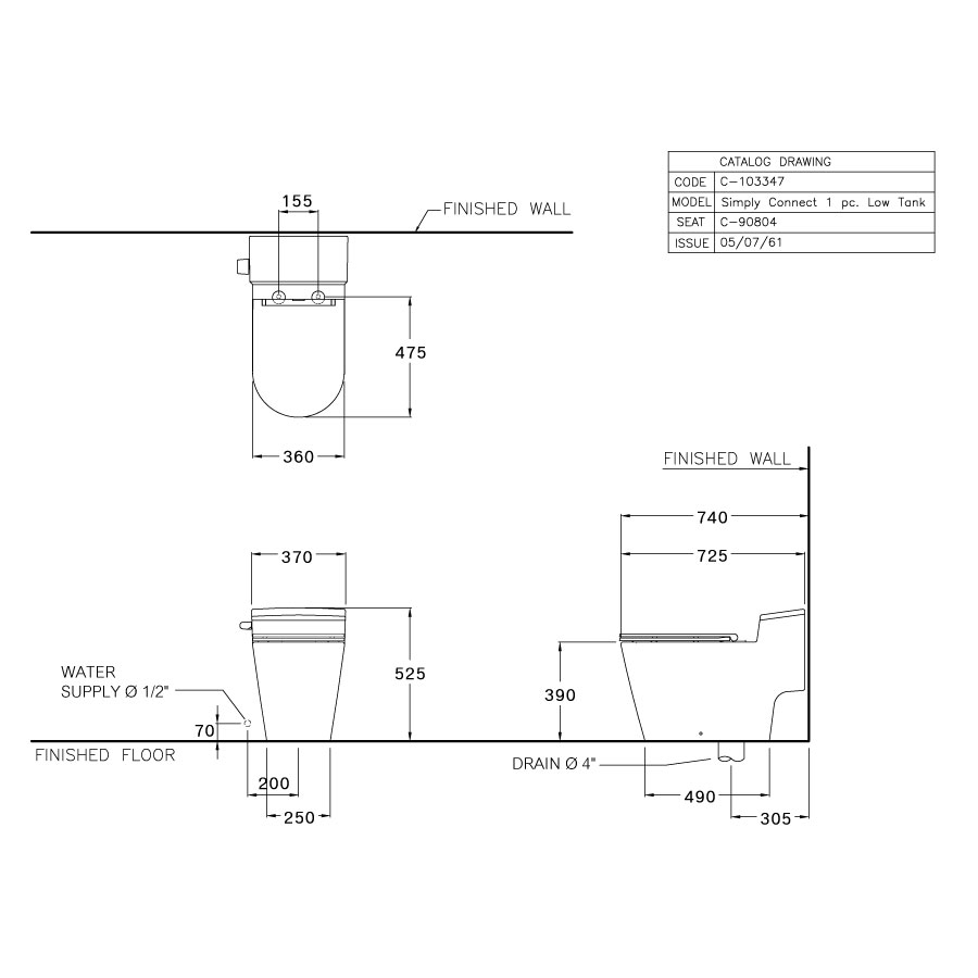 Bồn cầu 1 khối COTTO C103347 nắp êm dòng Simply Connect - 2