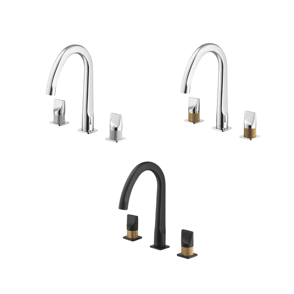 Vòi chậu lavabo COTTO CT2282C45 / BLGR / CG nóng lạnh 3 lỗ Crescent - 2