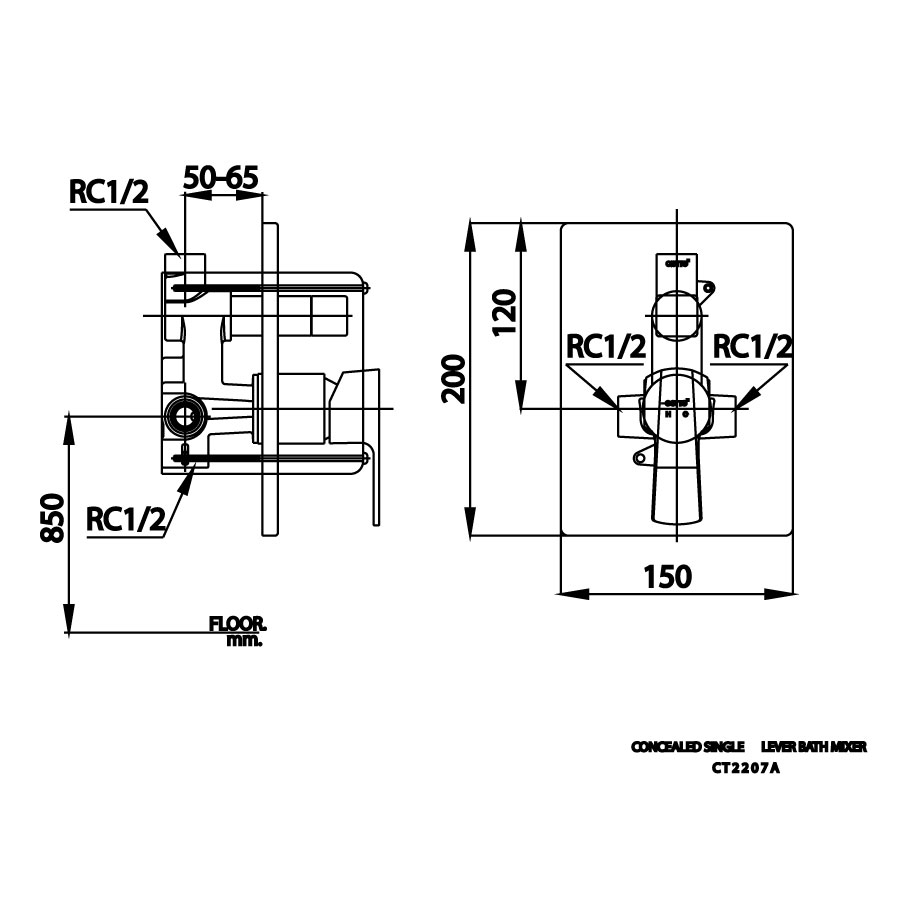 Van điều chỉnh âm tường COTTO CT2207A nóng lạnh kèm van dừng 2 đường nước Cubic - 2
