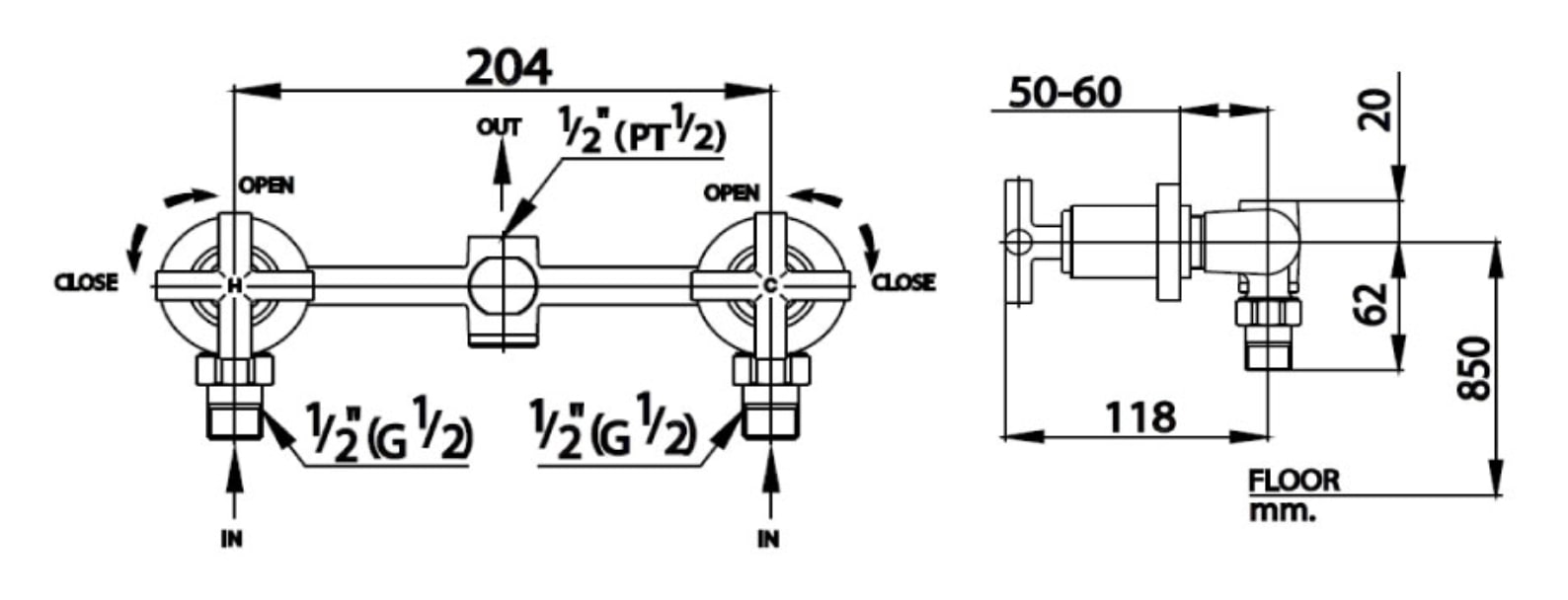 Van điều chỉnh âm tường COTTO CT254C16 nóng lạnh 1 đường nước Cross