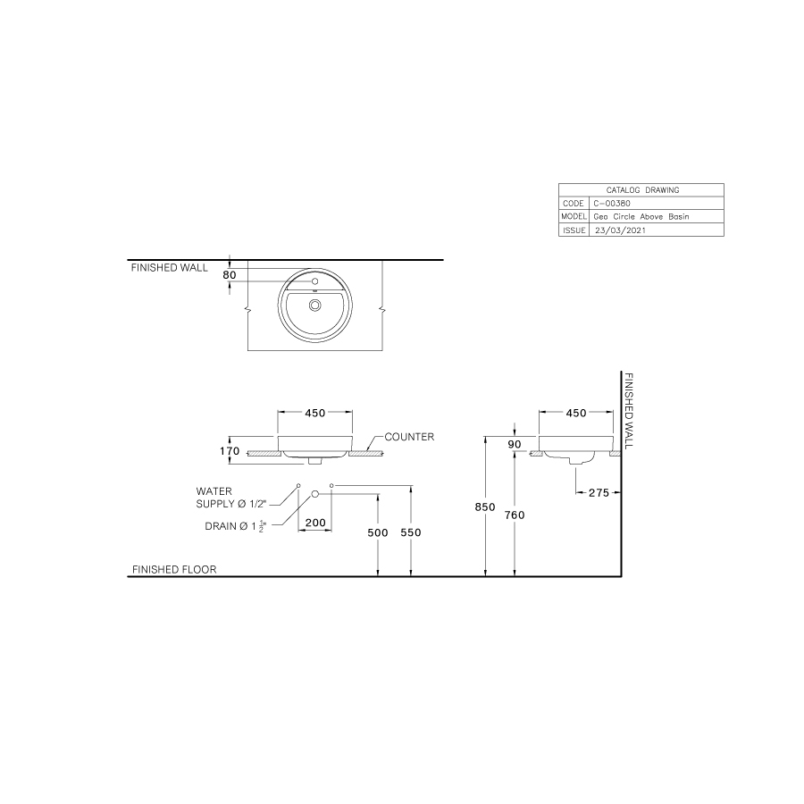 Chậu rửa lavabo đặt bàn COTTO C00380MBK/MLG/MWH Geo - 3