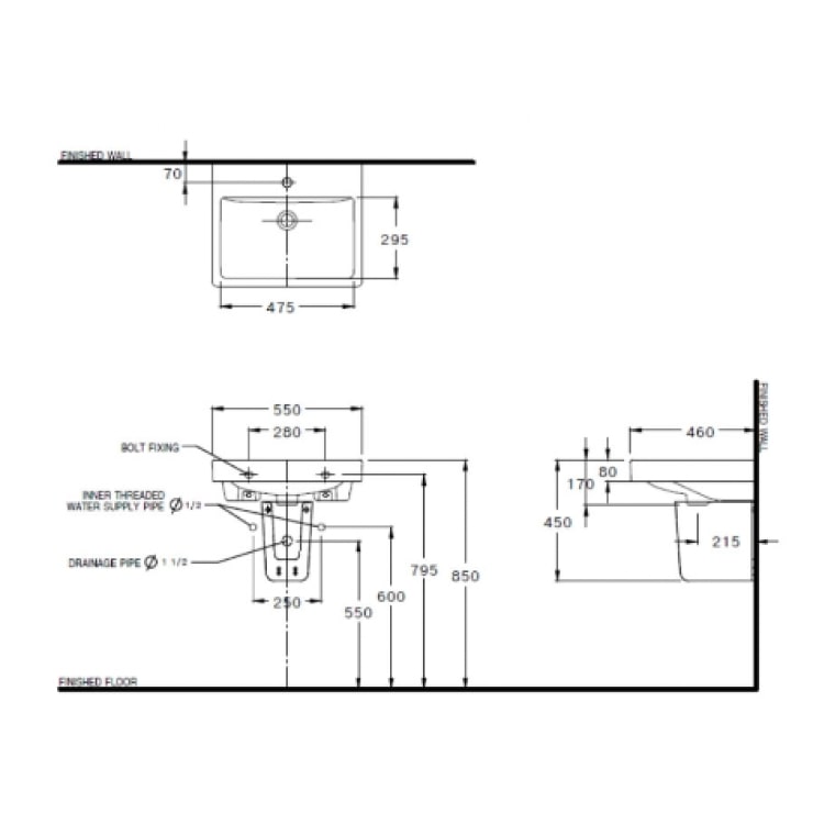 Chân chậu lavabo lửng COTTO C420 - 2