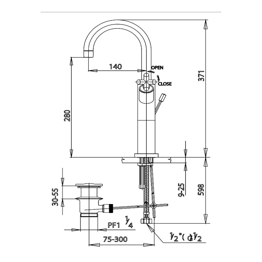 Vòi chậu lavabo COTTO CT239YC16 nóng lạnh Cross - 2
