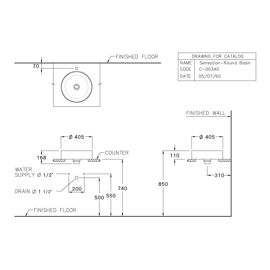 Chậu rửa lavabo đặt bàn COTTO C00340MBK