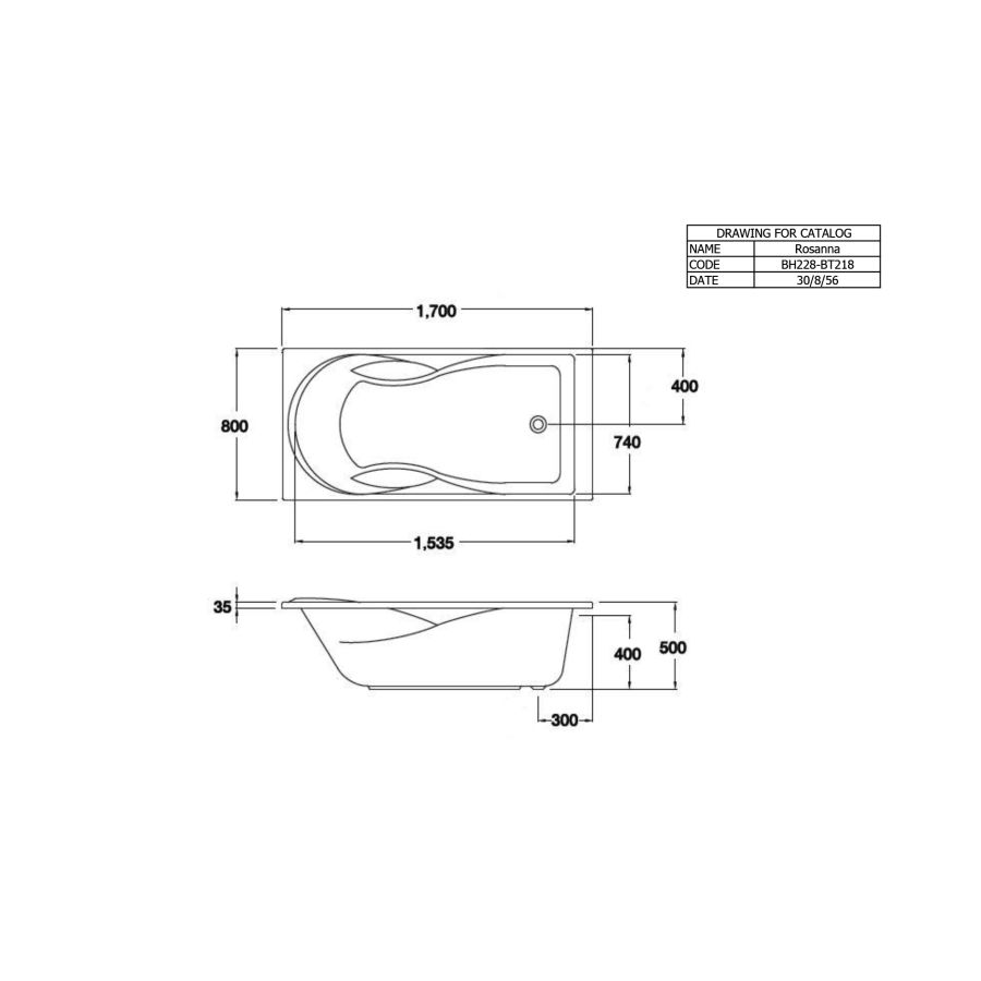Bồn tắm COTTO BT218PP(H) xây bệ không tay vịn