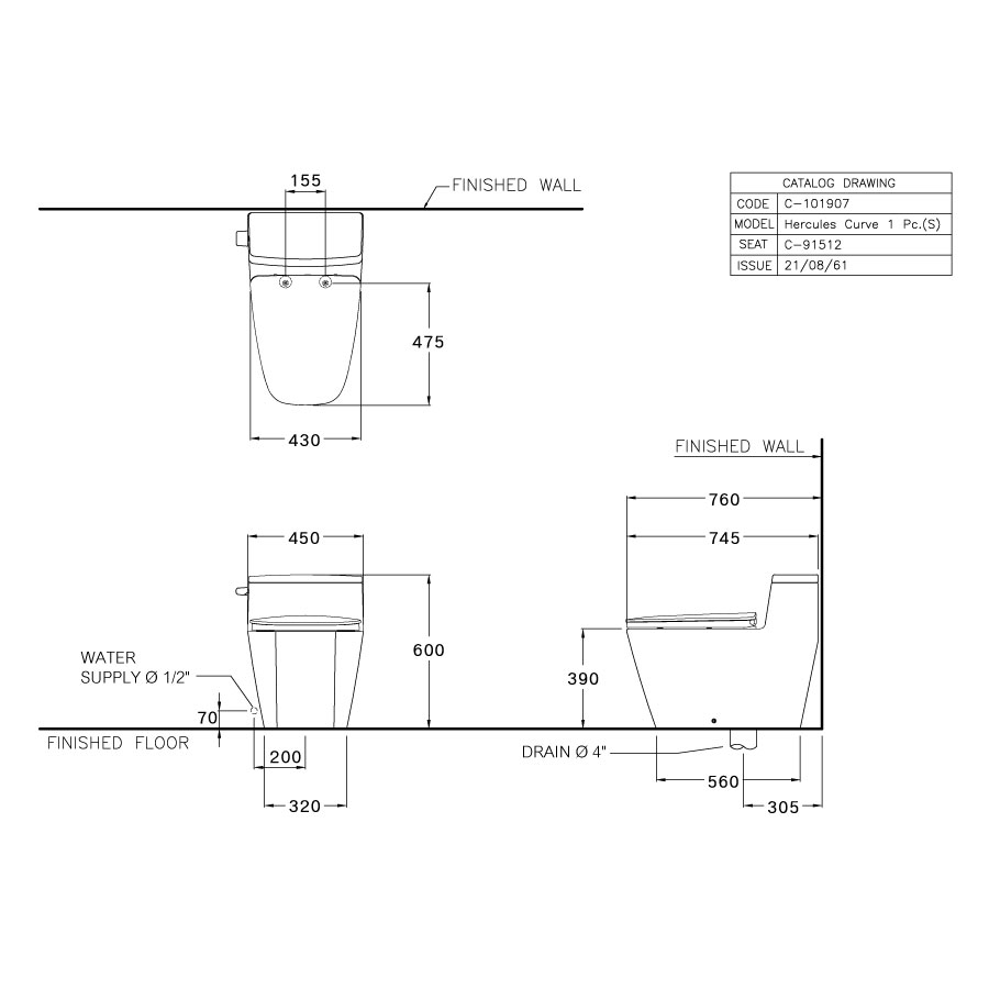 Bồn cầu 1 khối COTTO C11000OS nắp êm dòng Worth - 3