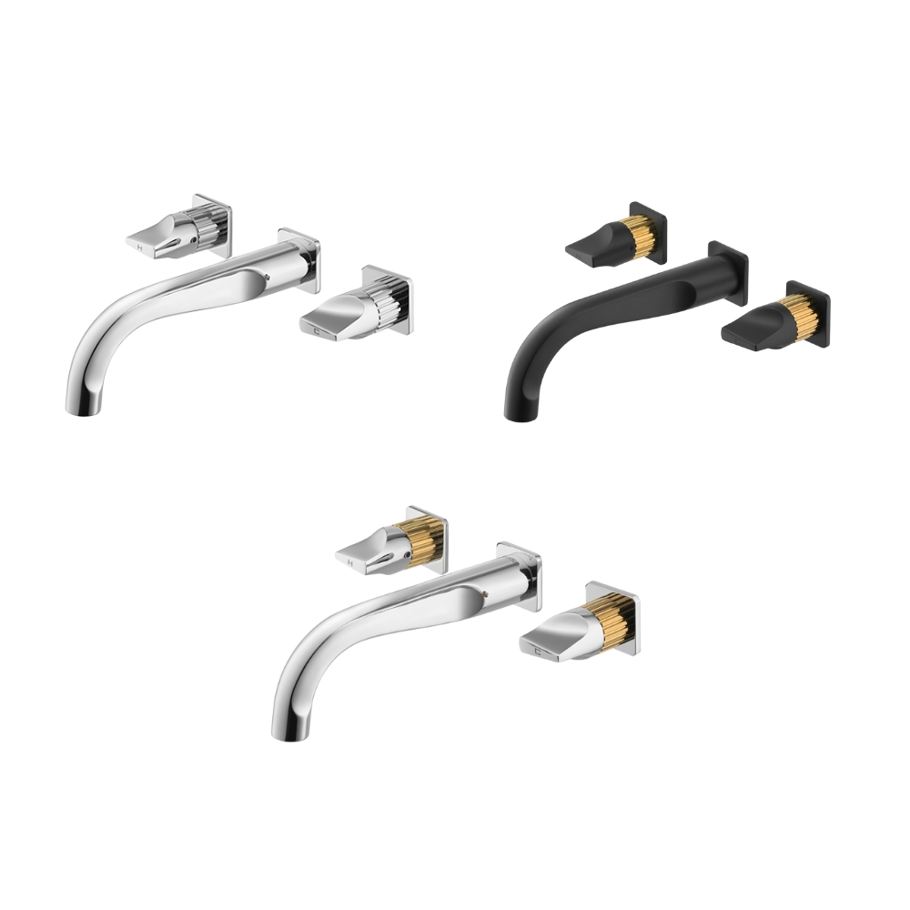 Vòi chậu lavabo COTTO CT2283C44 / BLGR / CG nóng lạnh gắn tường Crescent
