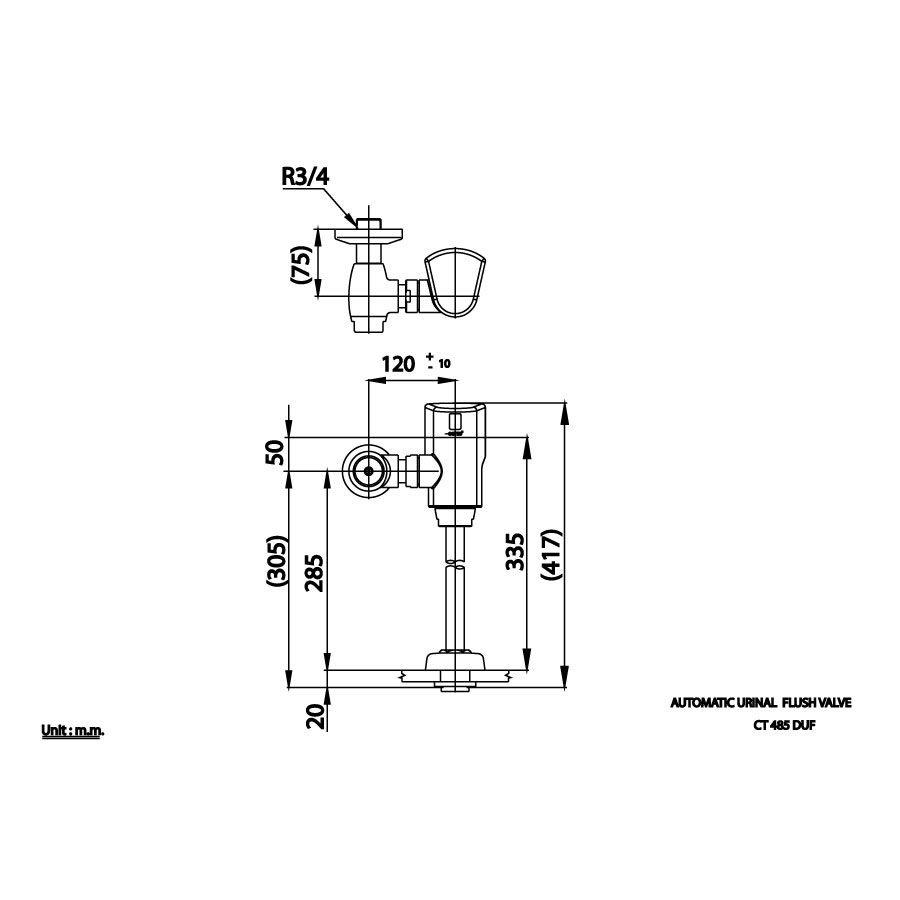 Van xả tiểu nam cảm ứng dùng pin có nút xả cơ COTTO CT485DUF