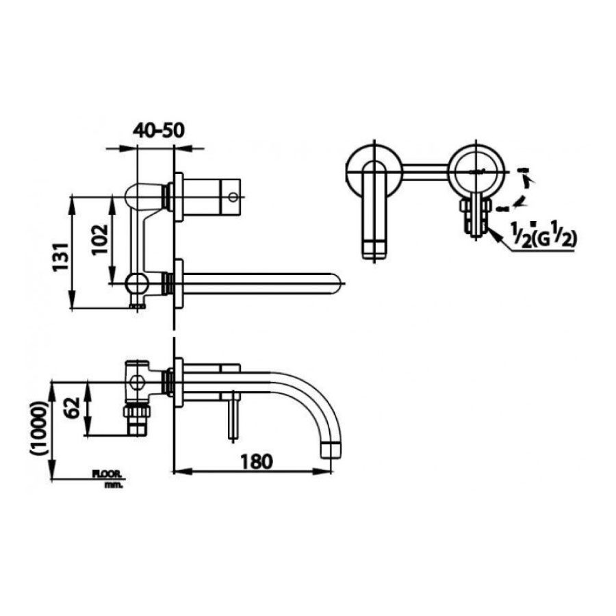 Vòi chậu lavabo COTTO CT1067 nước lạnh gắn tường Anthony - 2