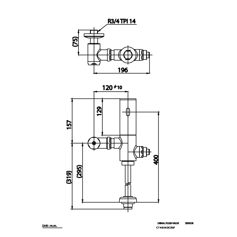 Van xả tiểu nam cảm ứng dùng pin có nút xả cơ COTTO CT4806DCDUF - 2