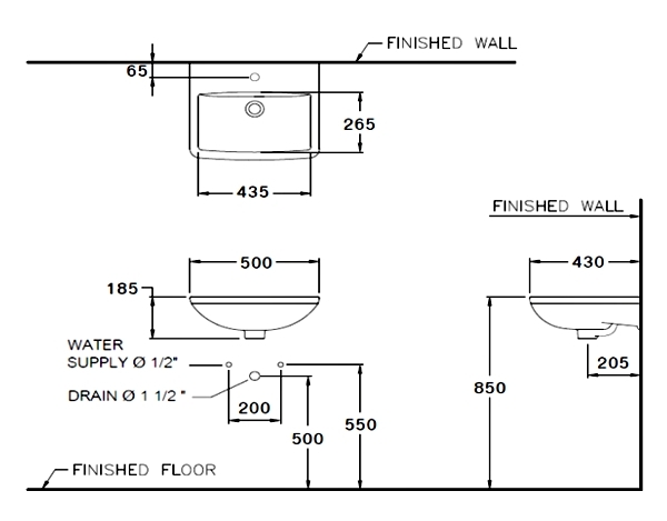 Chậu lavabo treo tường COTTO C00581 Serve M