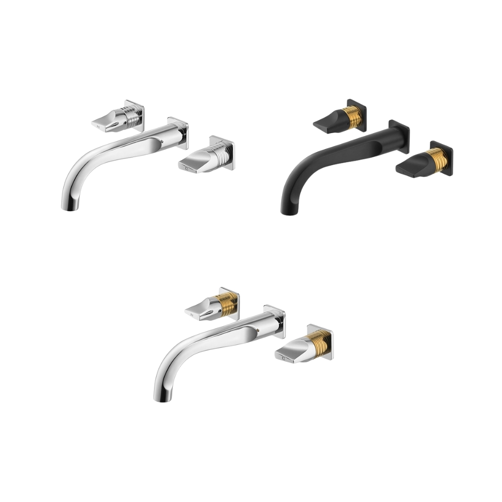 Vòi chậu lavabo COTTO CT2283C46 / BLGR / CG nóng lạnh gắn tường Crescent - 2