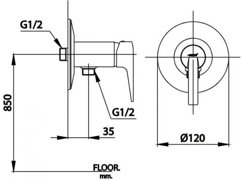 Củ sen tắm COTTO gắn tường lạnh CT1234A