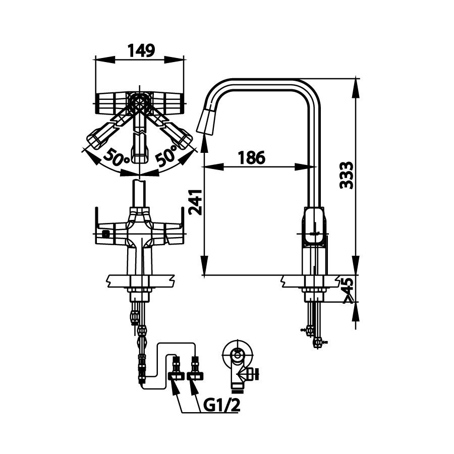 Vòi bếp COTTO CT2126AN nóng lạnh Aqua-Twins - 2