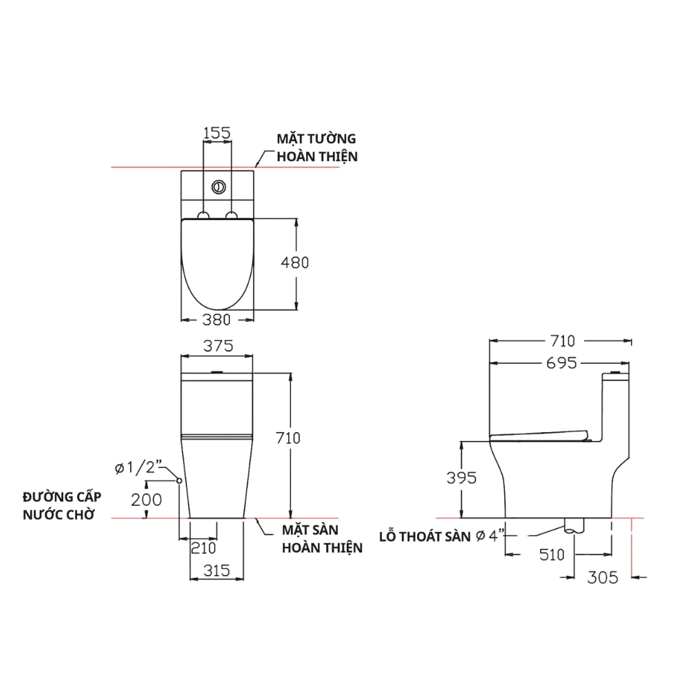 Bồn cầu 1 khối COTTO C1104HOS nắp êm dòng Prompt