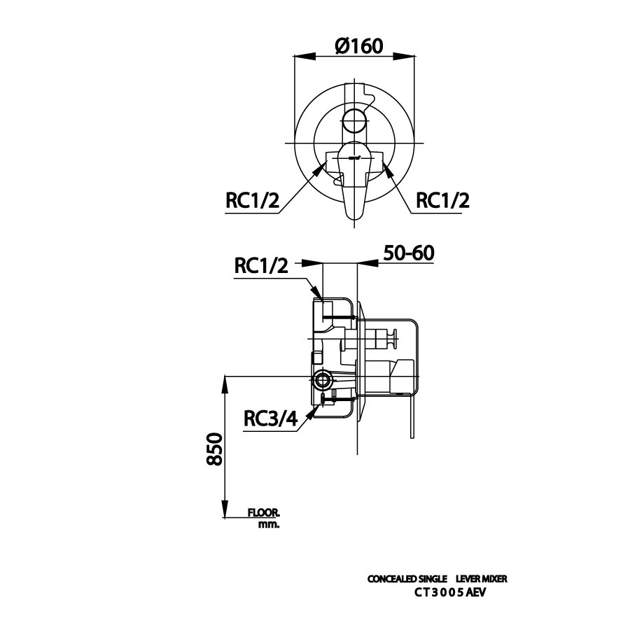 Van điều chỉnh âm tường COTTO CT3005AEV nóng lạnh kèm van dừng 2 đường nước Next I