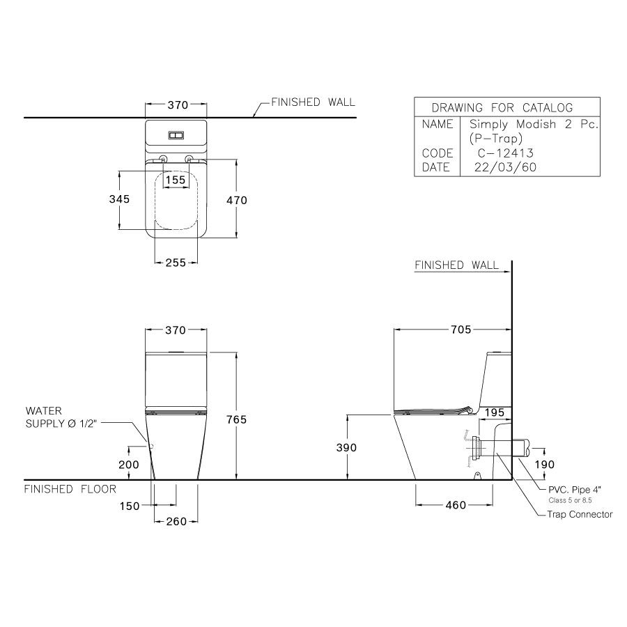 Bồn cầu 2 khối COTTO C124137 nắp đóng êm Simply Modish - 2