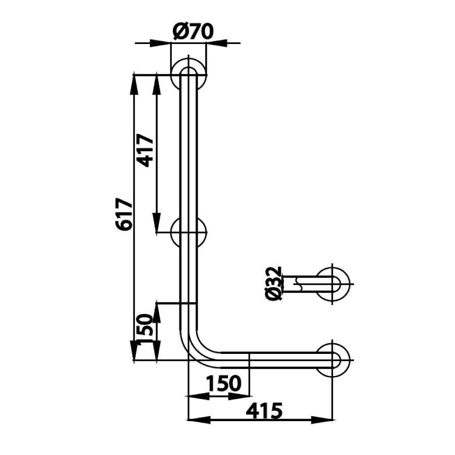 Thanh tay vịn COTTO CT751(RxL)(HM) Handrail hình chữ L - 2