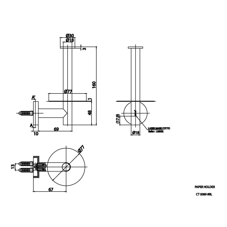 Lô giấy vệ sinh COTTO CT0089#BL đứng PJ - 2