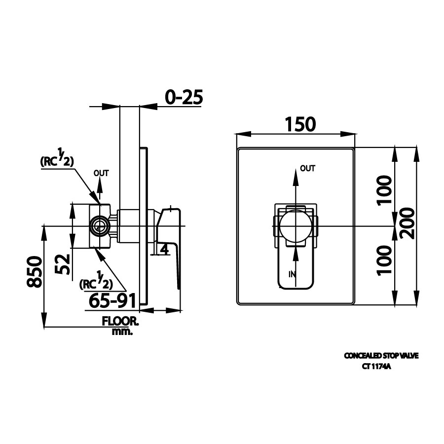 Van điều chỉnh âm tường COTTO CT1174A lạnh 1 đường nước Sonata - 2