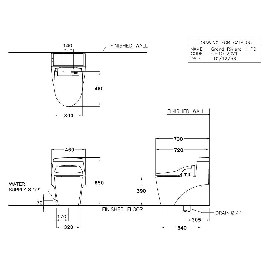Bồn cầu 1 khối COTTO C100417(CV1) nắp rửa điện tử C9201 Paragon - 2