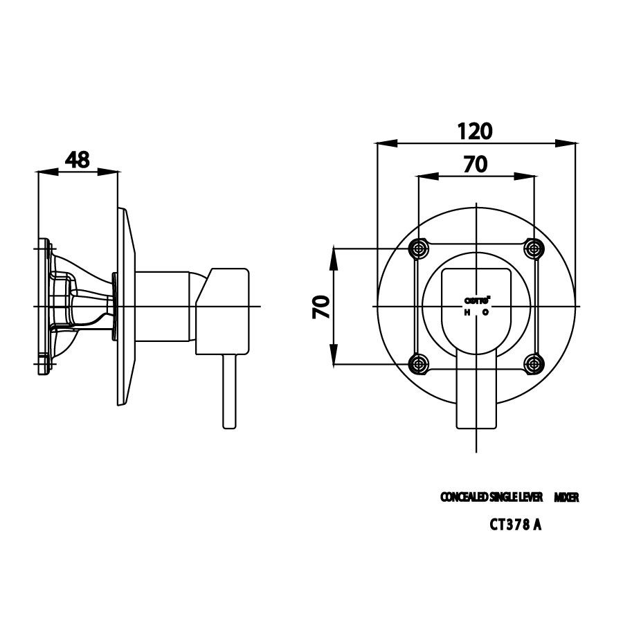 Van điều chỉnh âm tường nóng lạnh 1 đường nước Enrico COTTO CT378A