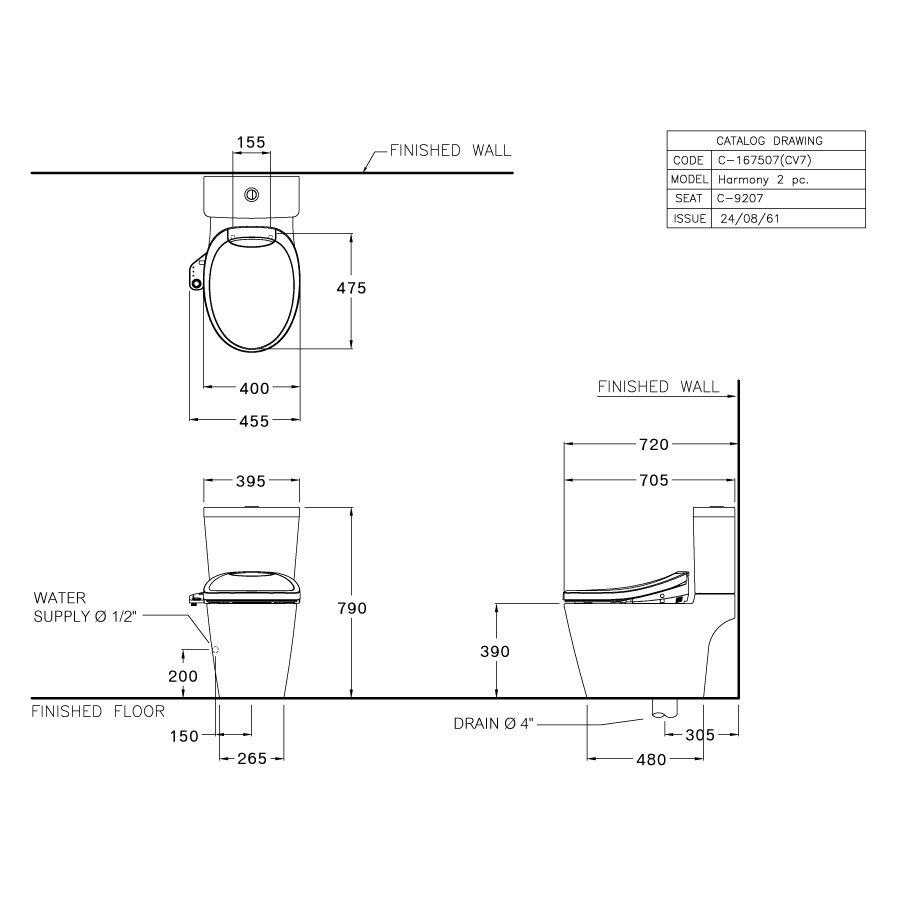 Bồn cầu 2 khối nắp điện tử COTTO C167507(CV7) Harmony - 2