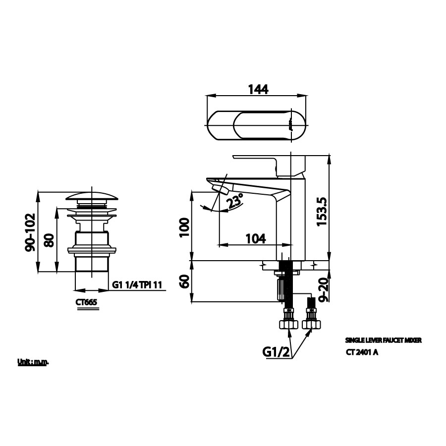 Vòi chậu lavabo COTTO CT2401A nóng lạnh Waltz - 2